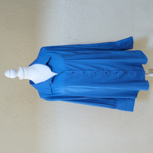Simply Vera Blue Long Sleeve Button Down Tunic Blouse Size XL - Picture 3 of 10